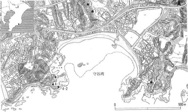 第5図　勝浦市守谷湾洞窟遺跡の分布図